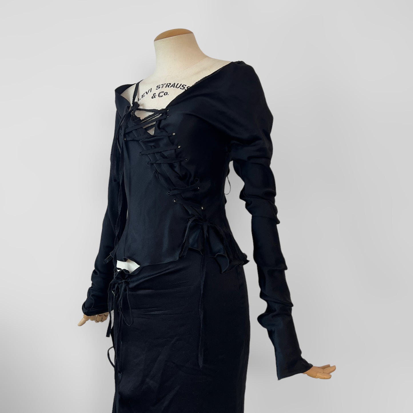 2002 Gucci silk lace up two piece