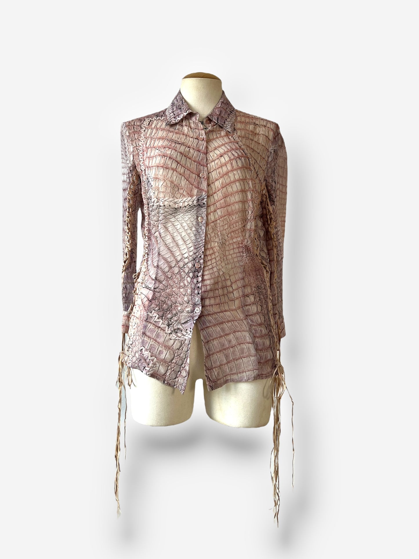 Roberto Cavalli Lace-Up Silk Shirt, Spring/Summer 2011