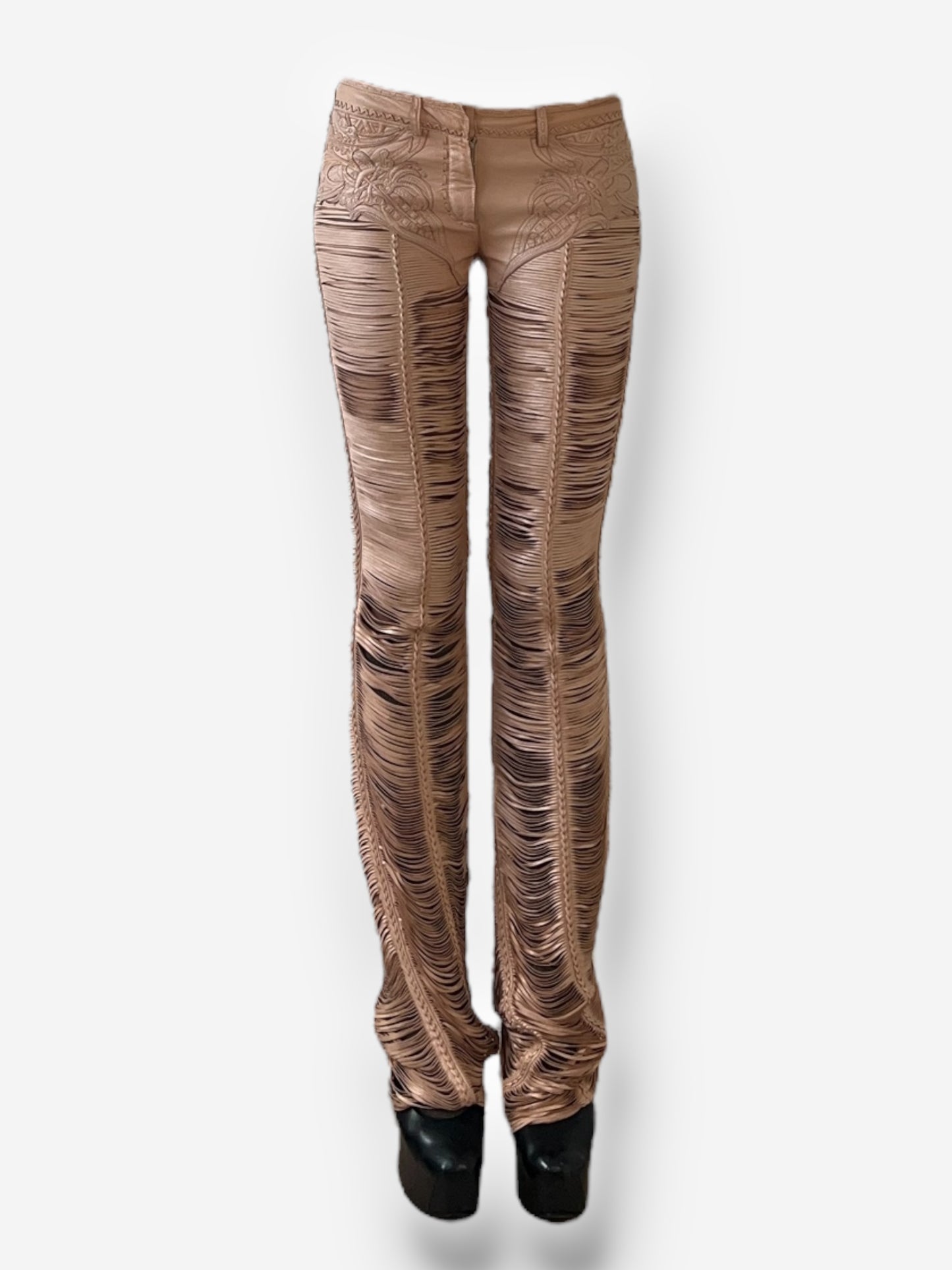 Roberto Cavalli 2013 Leather Cut-Out Pants
