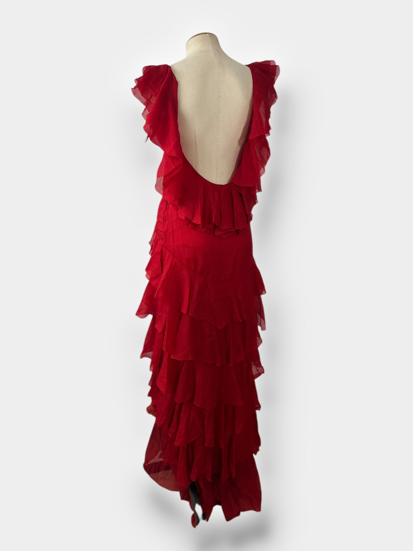 Christian Dior 90s ruffle Asymmetric Gown
