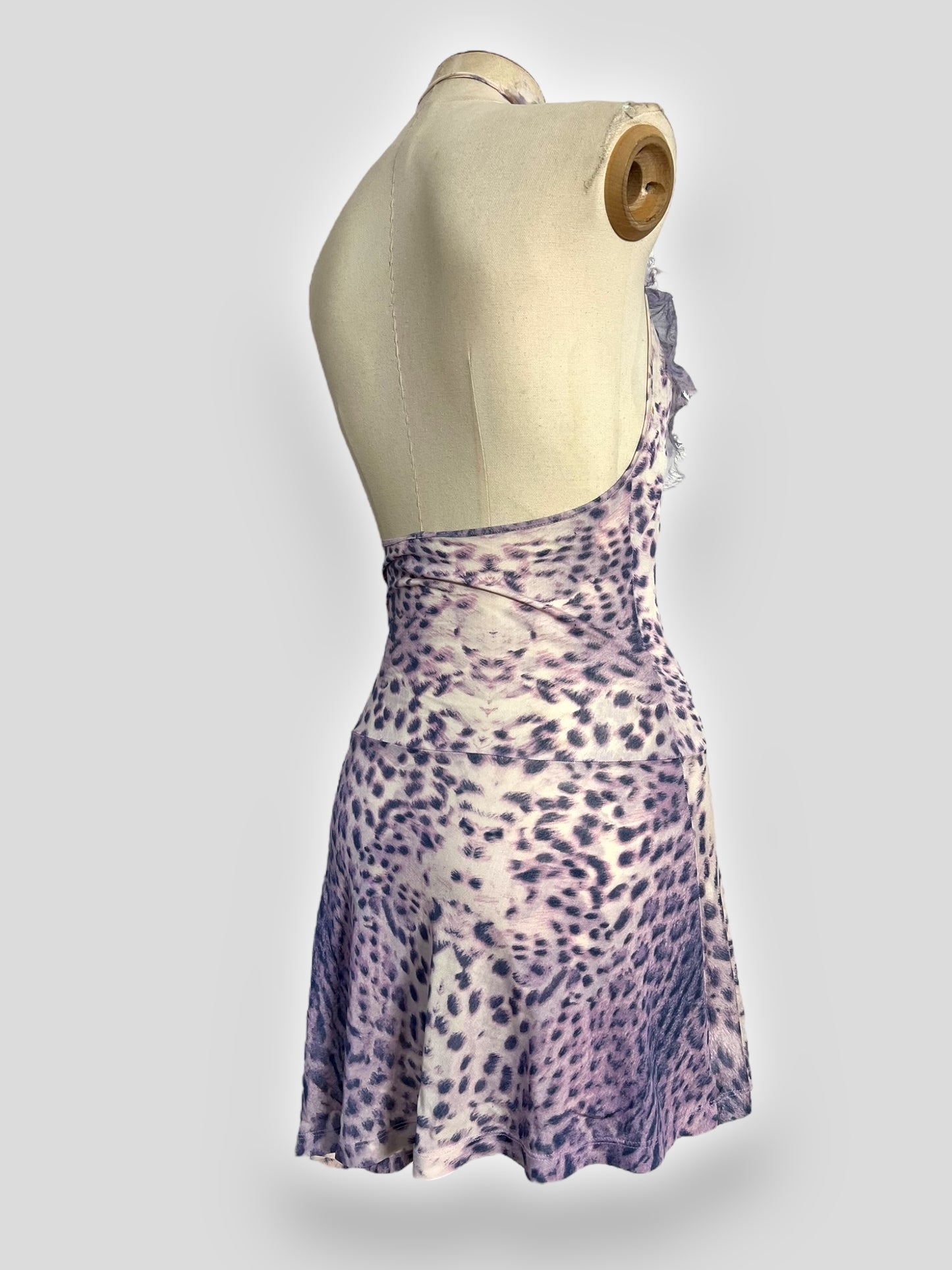 Roberto Cavalli Lavender Animal Print Halter Dress, Spring/Summer 2000