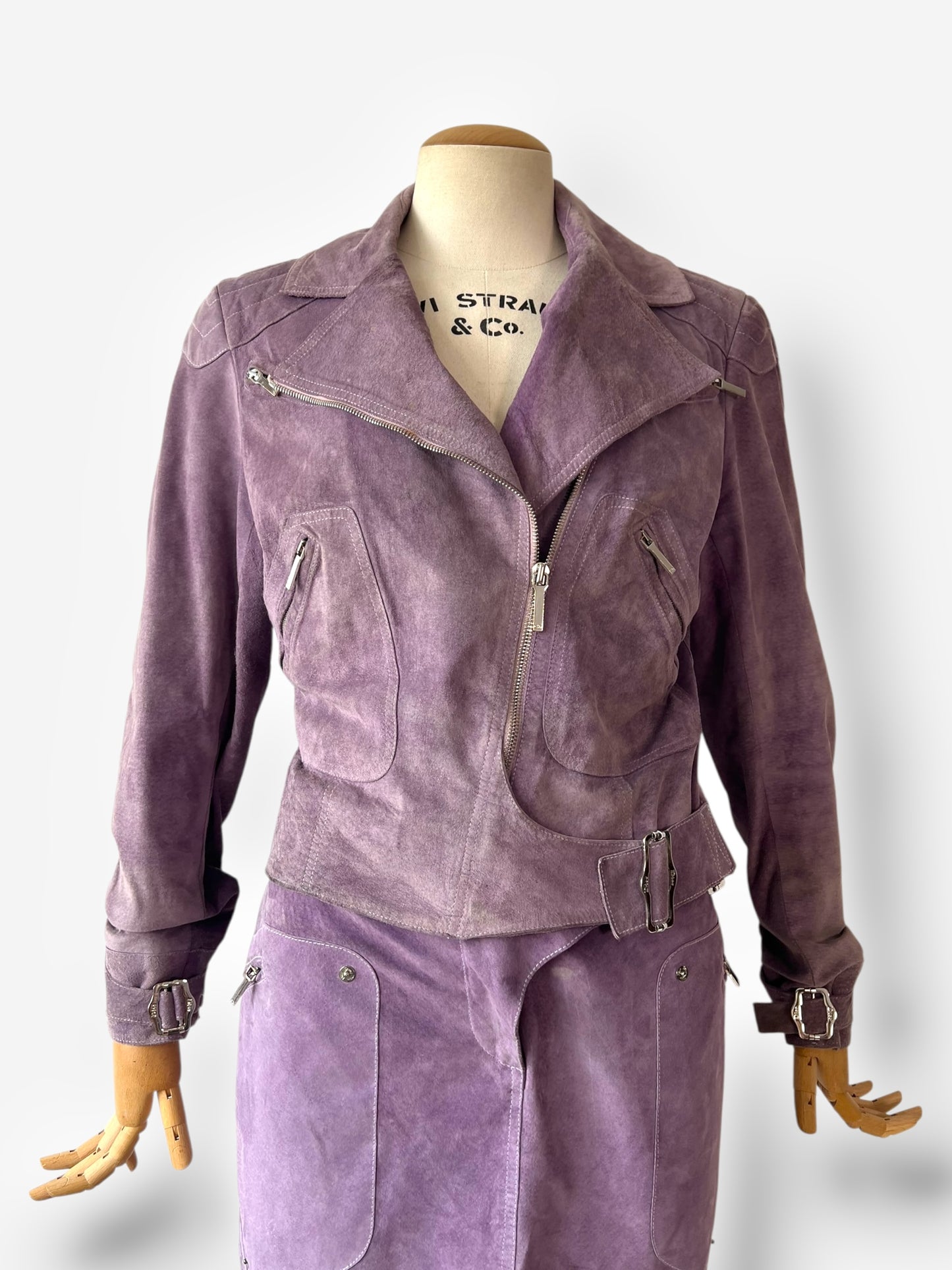 Christian Dior F/W 2003 Lilac Suede Biker Ensemble