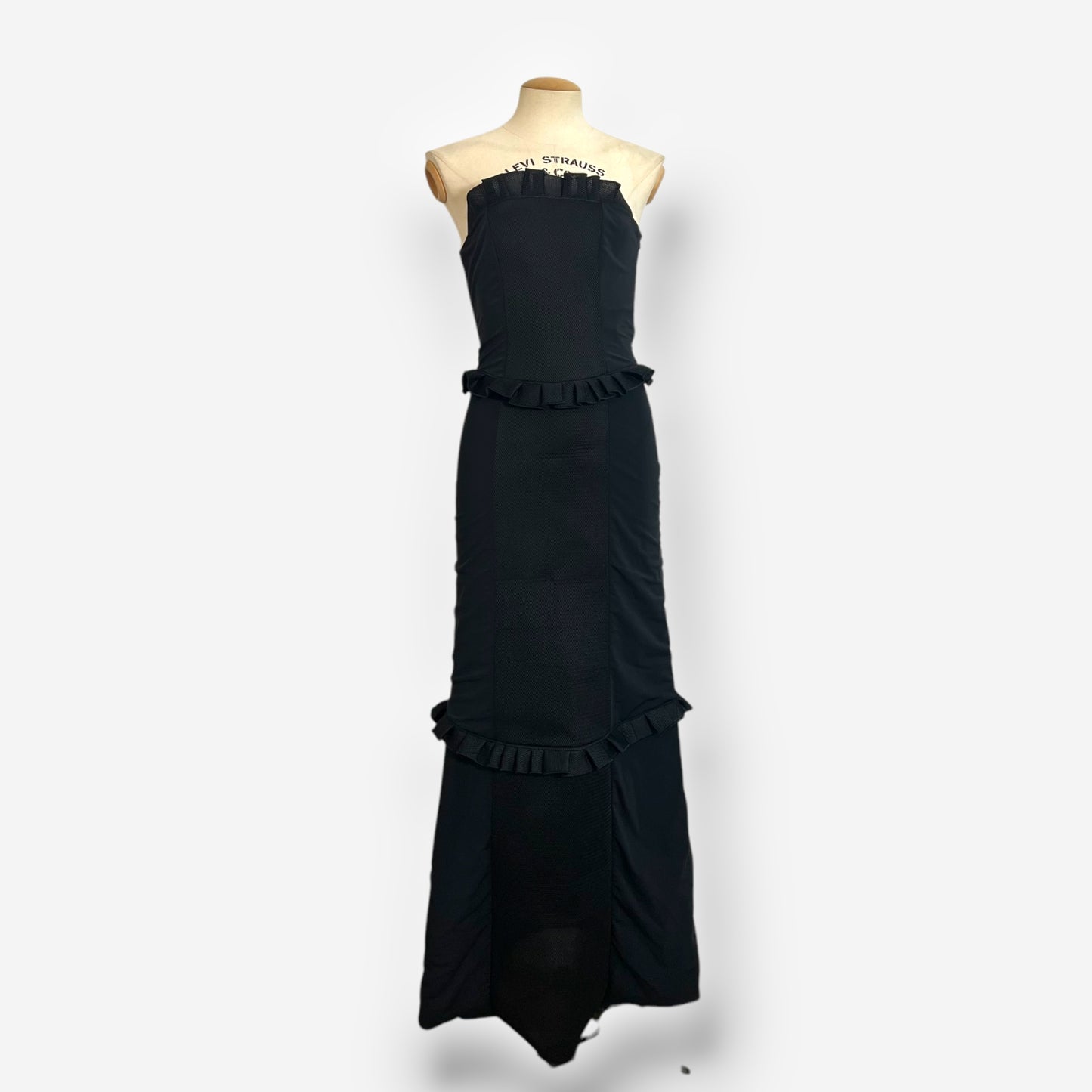 Miu Miu, Black Strapless Ruffle Maxi Dress, Fall/Winter 1999 – Look 42