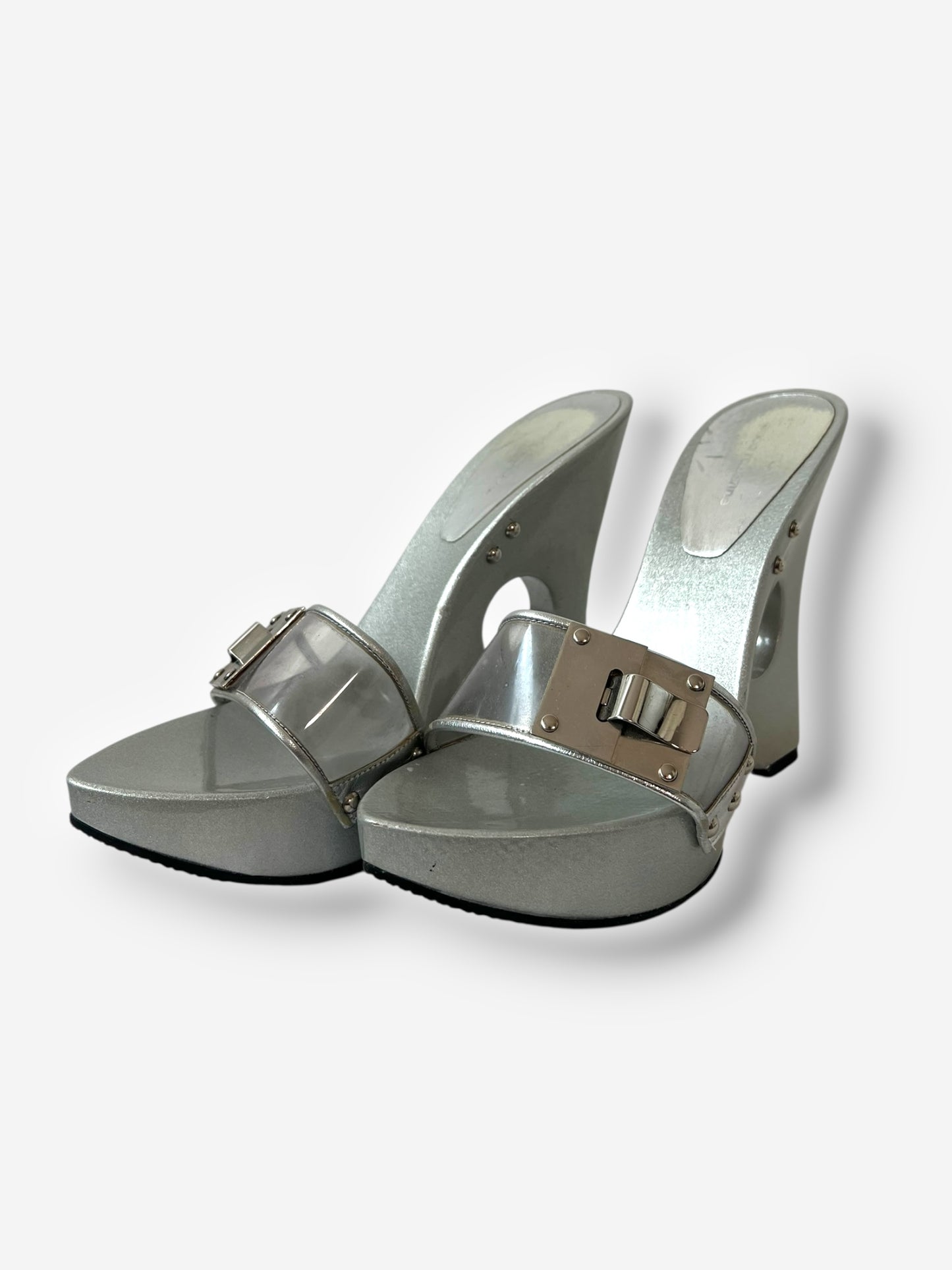 Paco Rabanne S/S 2001 Silver Runway Heels