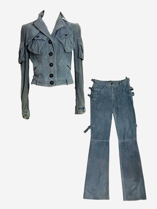John Galliano, 2003, Suede Leather cargo Jacket and Pants