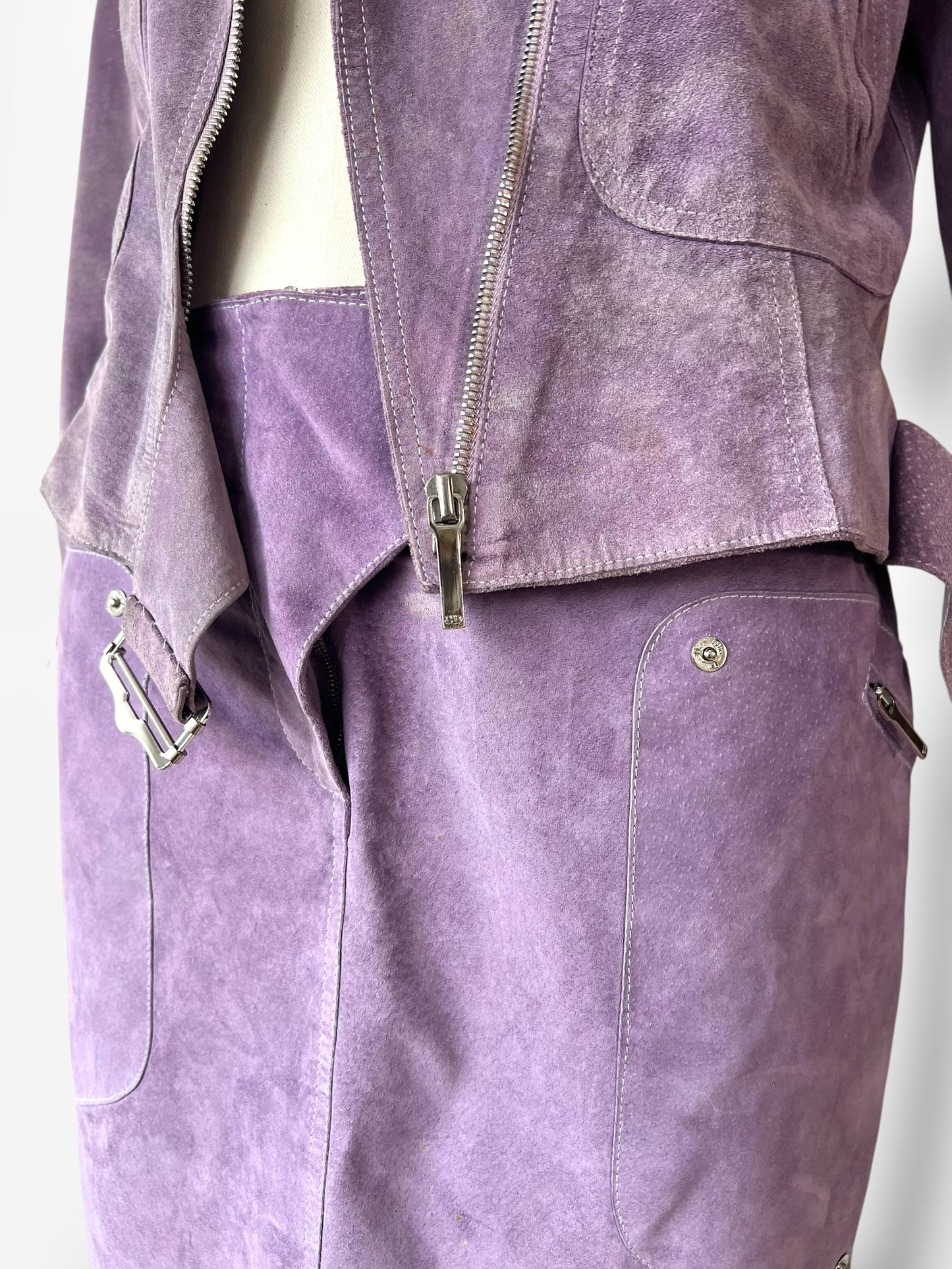 Christian Dior F/W 2003 Lilac Suede Biker Ensemble