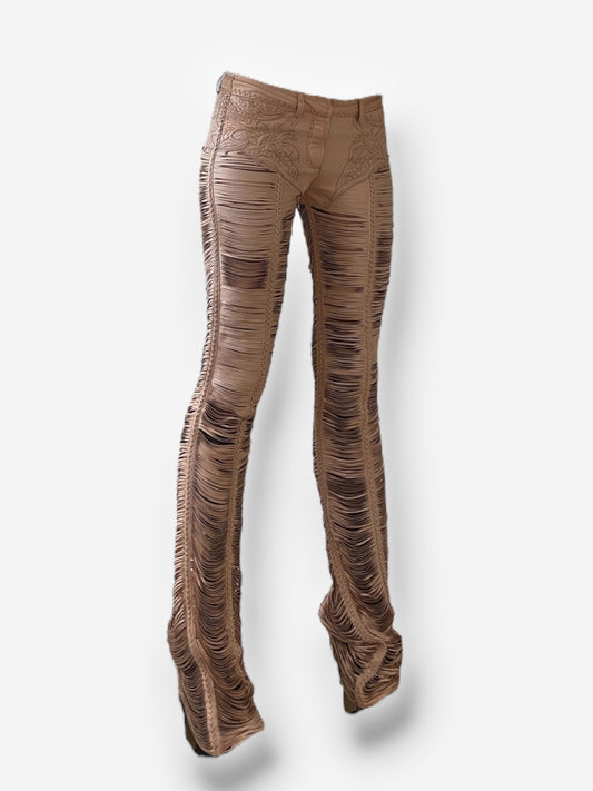 Roberto Cavalli 2013 Leather Cut-Out Pants
