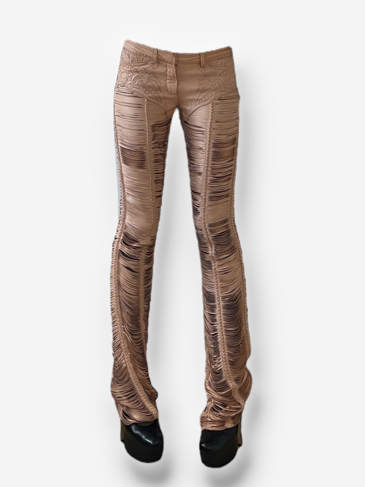 Roberto Cavalli 2013 Leather Cut-Out Pants