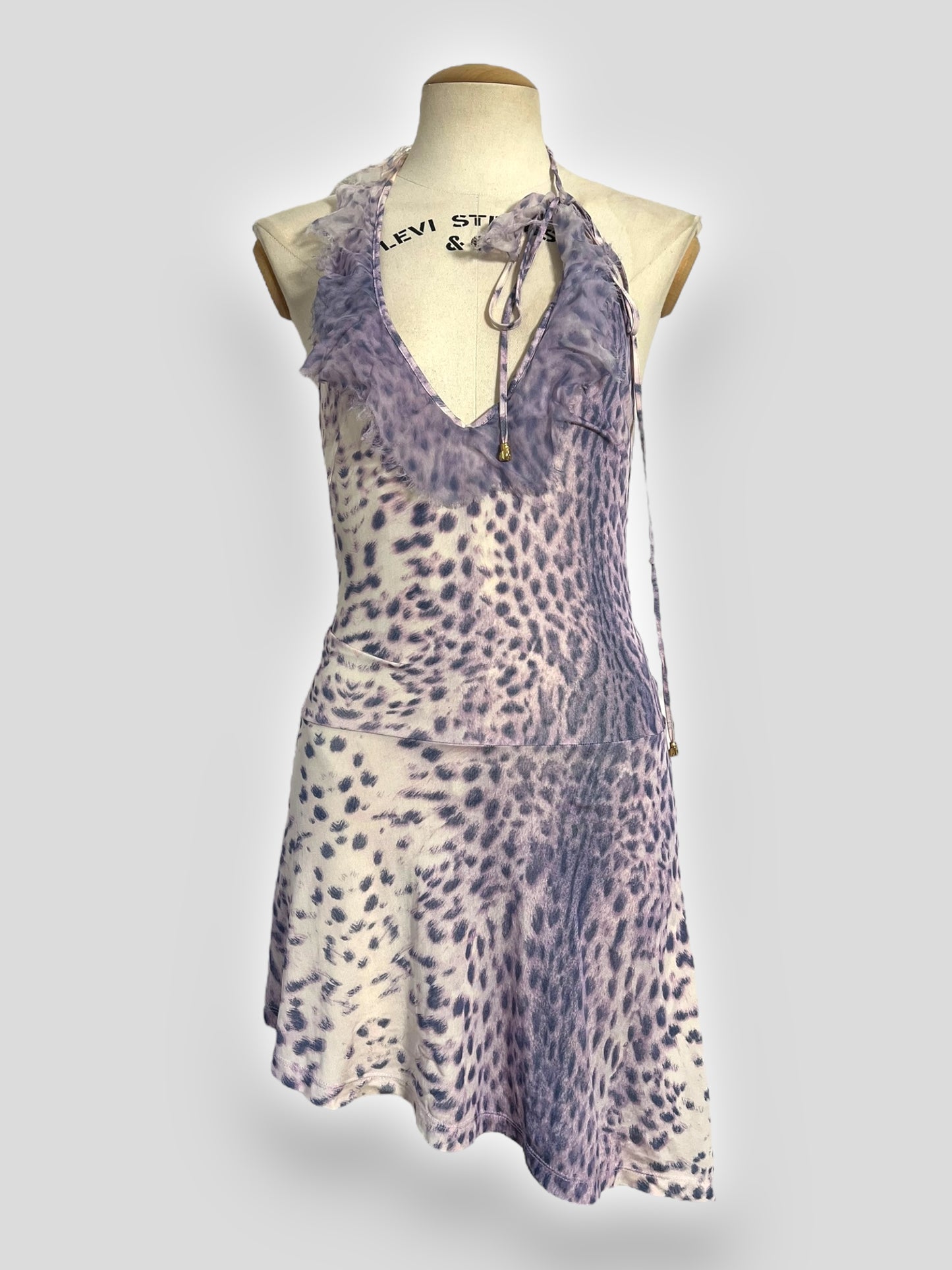 Roberto Cavalli Lavender Animal Print Halter Dress, Spring/Summer 2000