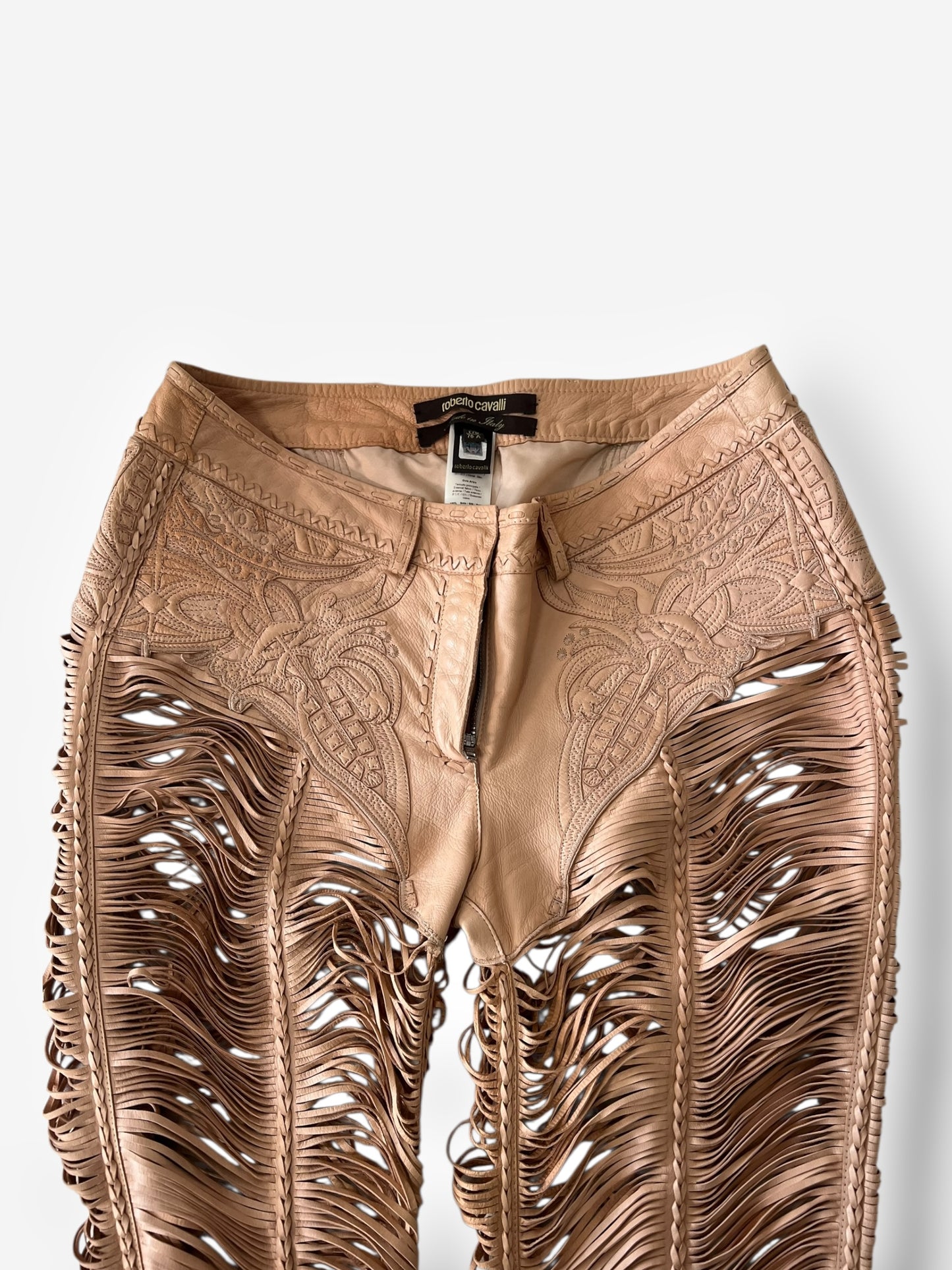 Roberto Cavalli 2013 Leather Cut-Out Pants
