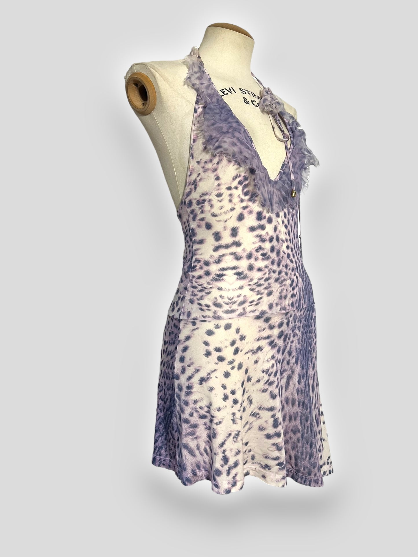 Roberto Cavalli Lavender Animal Print Halter Dress, Spring/Summer 2000