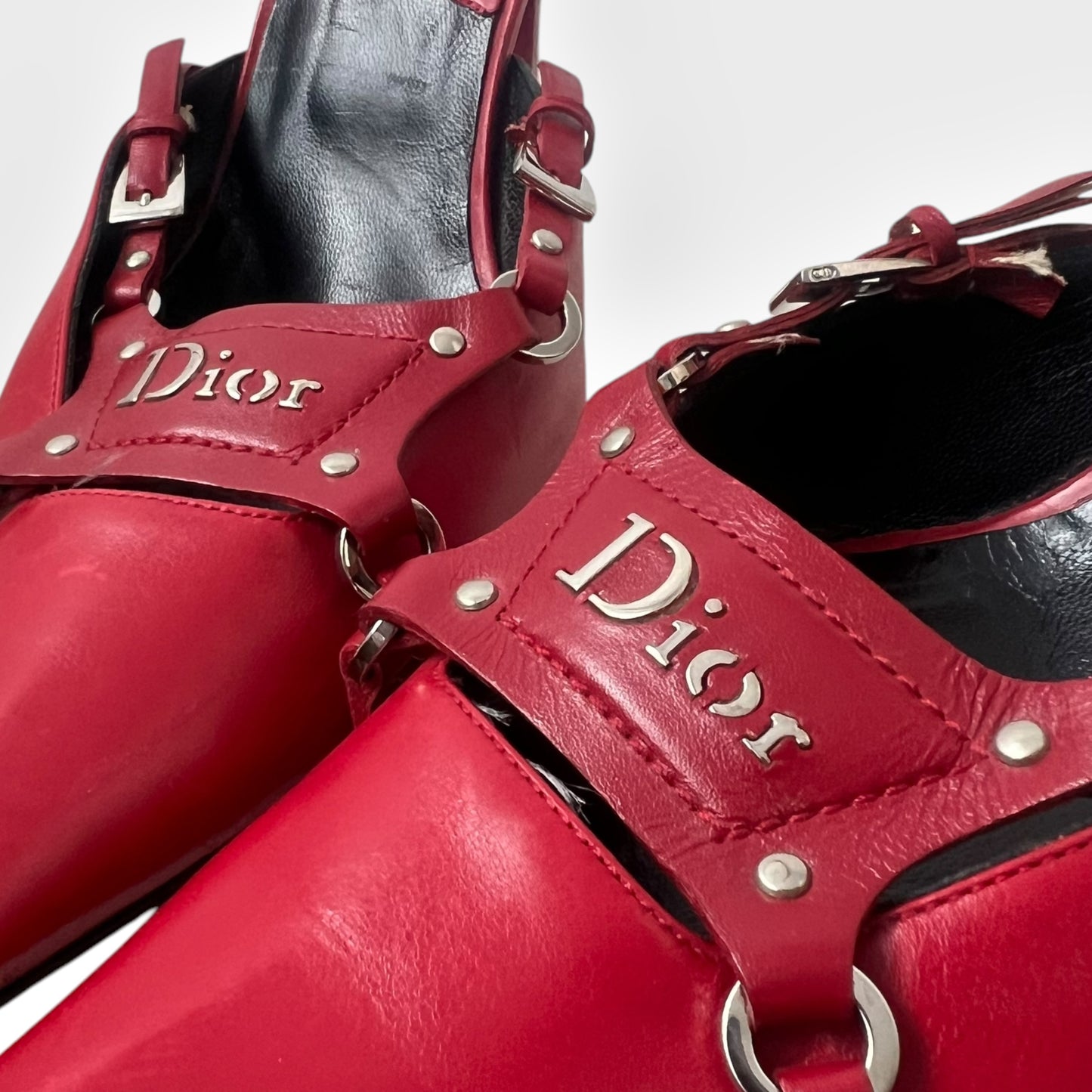 Dior by John Galliano Red Leather Bondage Heels, Fall/Winter 2003