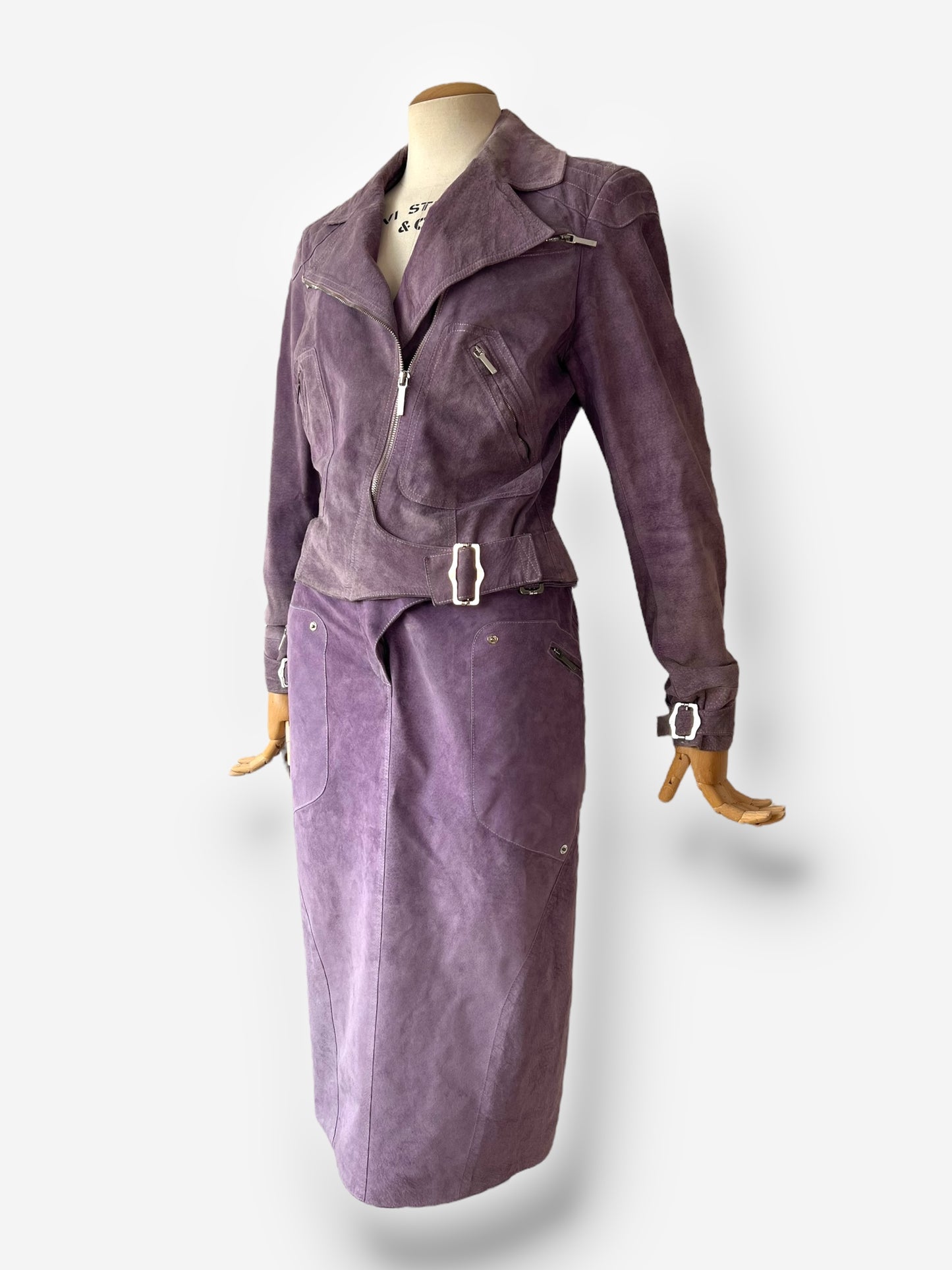 Christian Dior F/W 2003 Lilac Suede Biker Ensemble