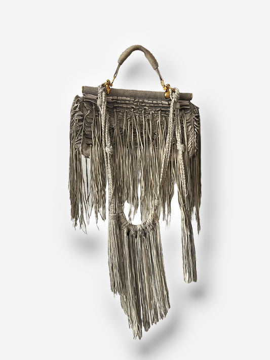 Roberto Cavalli 2011 Fringed Doctor Bag Distressed Suede