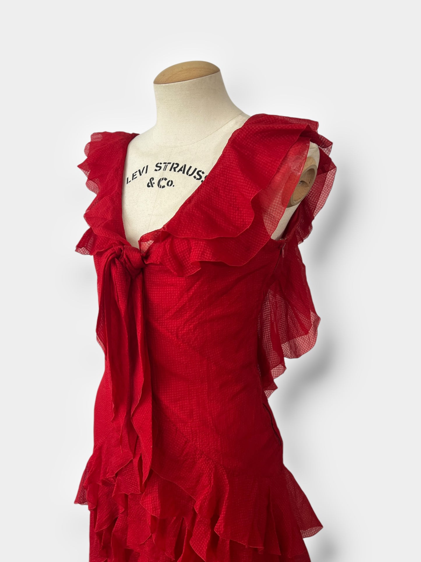Christian Dior 90s ruffle Asymmetric Gown