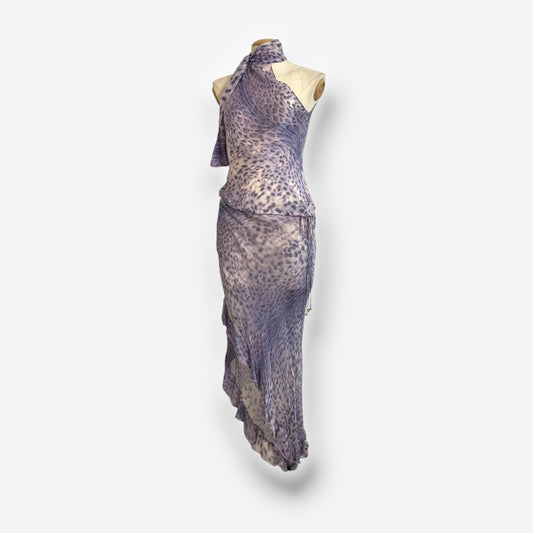 Roberto Cavalli, Purple Leopard Print Silk Ensemble gown, Spring/Summer 2000