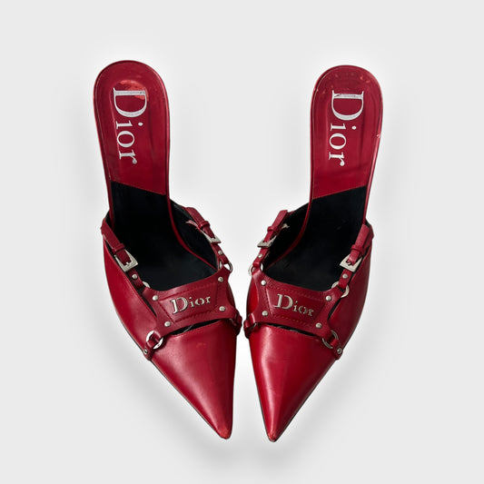 Dior by John Galliano Red Leather Bondage Heels, Fall/Winter 2003