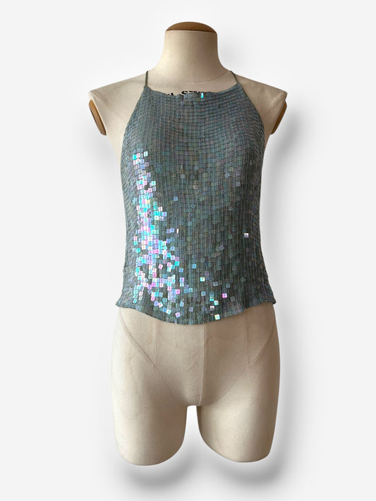 DKNY 2000s Sequin Silk Top