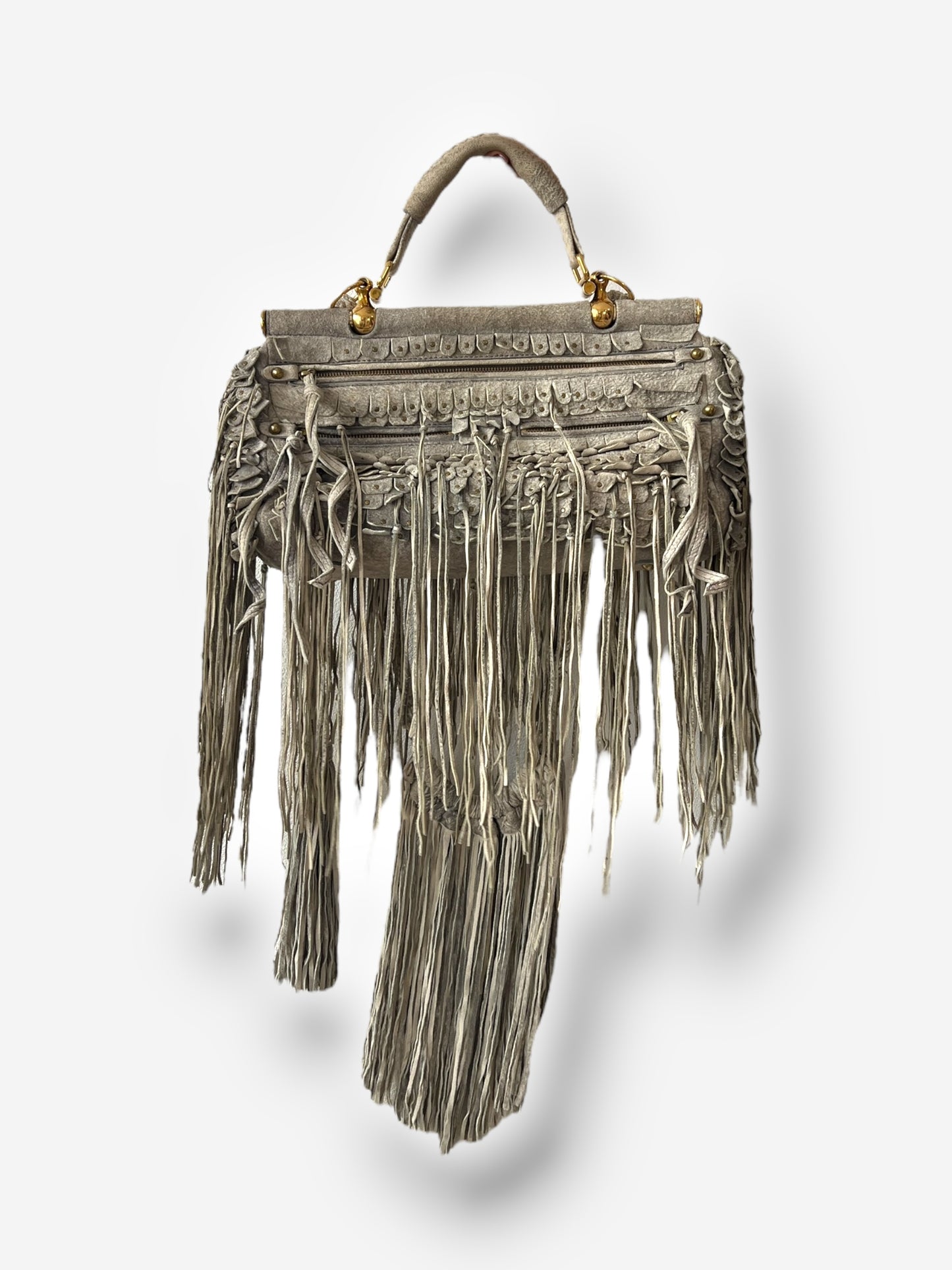 Roberto Cavalli 2011 Fringed Doctor Bag Distressed Suede