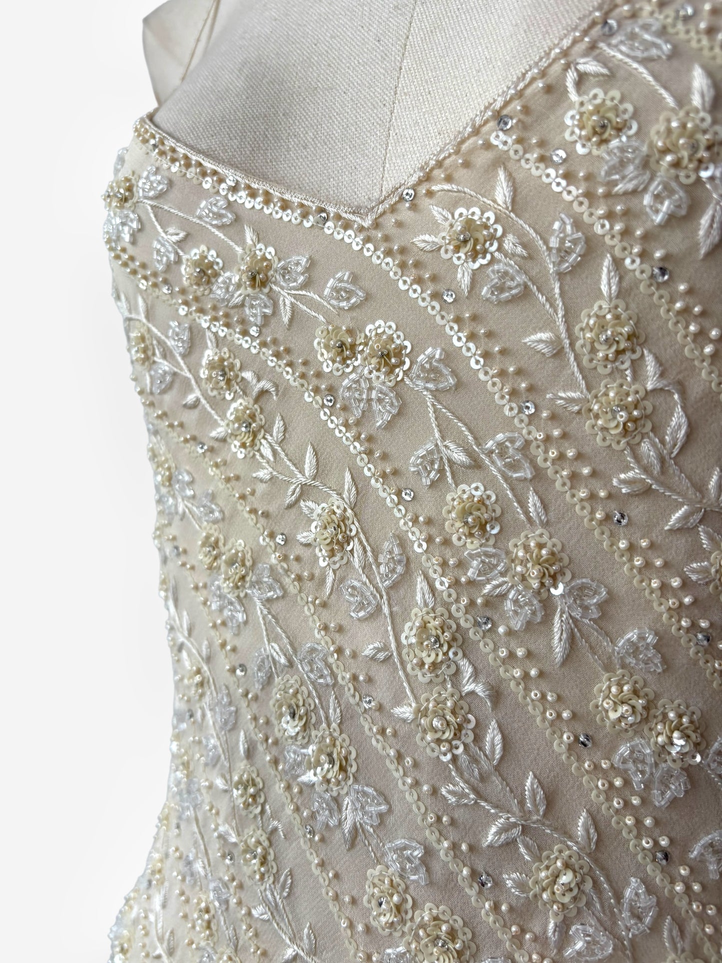 Ralph Lauren Cream Beaded Silk Top, 1998