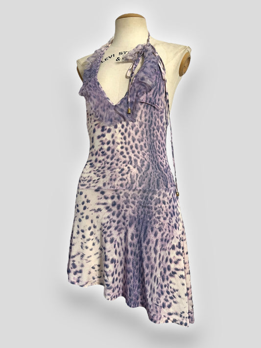 Roberto Cavalli Lavender Animal Print Halter Dress, Spring/Summer 2000