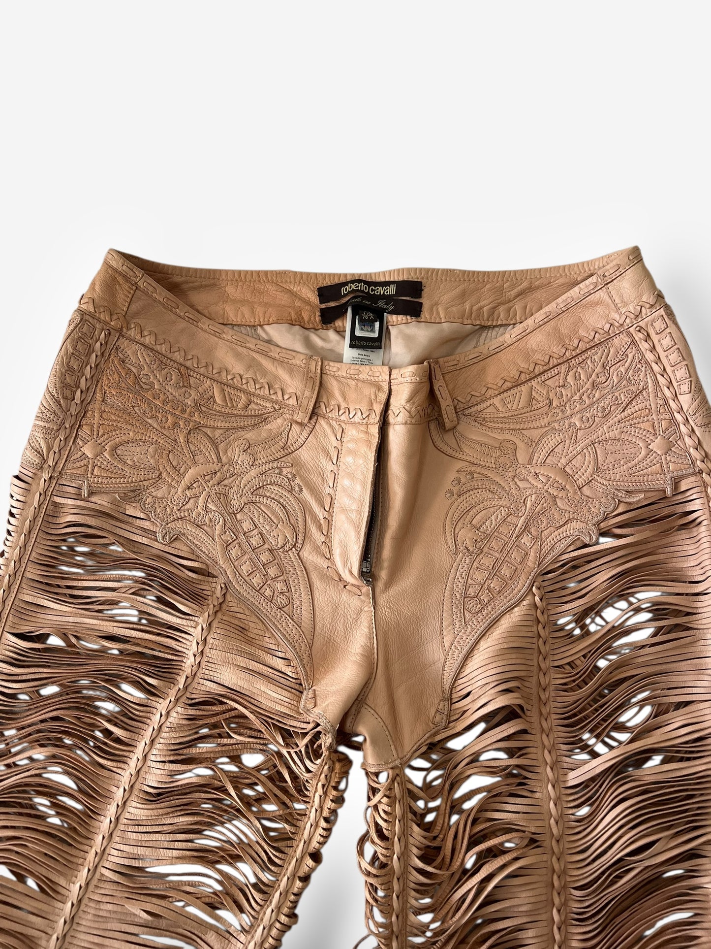 Roberto Cavalli 2013 Leather Cut-Out Pants