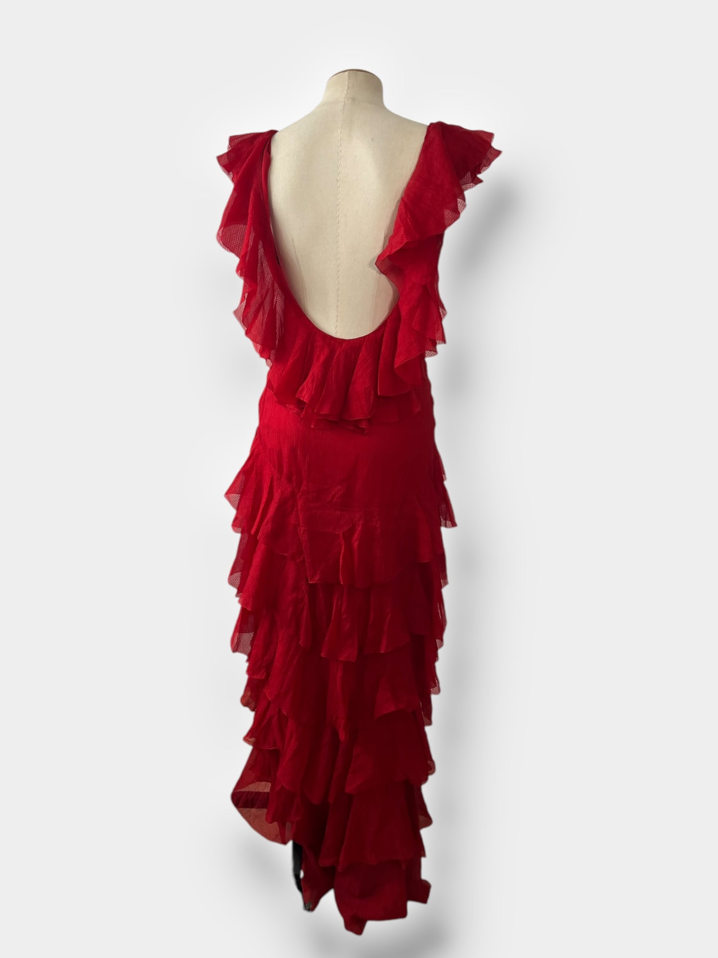 Christian Dior 90s ruffle Asymmetric Gown