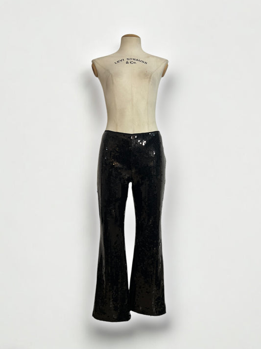 Vintage Dolce & Gabbana c. Spring/Summer 1999 Black Sequin Flared Pants