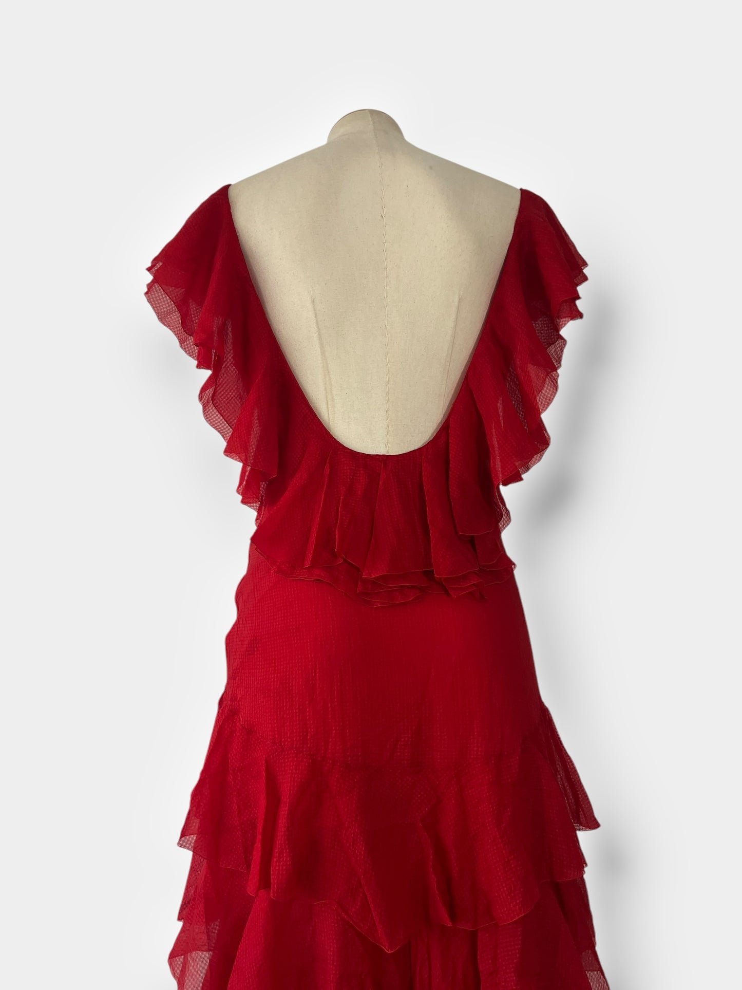 Christian Dior 90s ruffle Asymmetric Gown