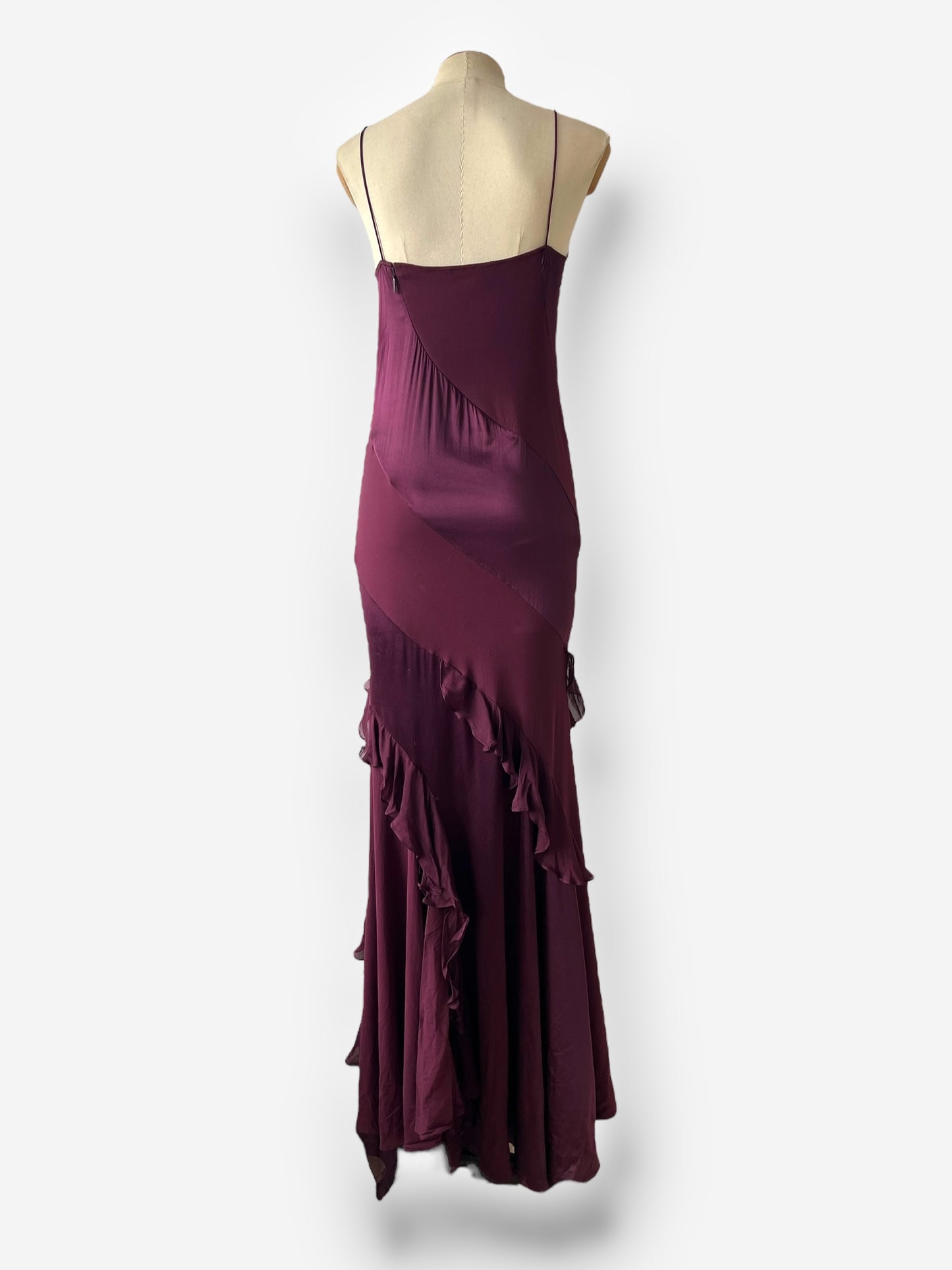 Roberto Cavalli F/W 2004 Burgundy Red Silk Maxi Evening Gown