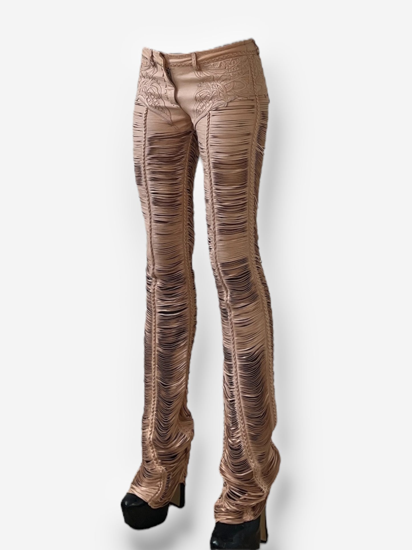 Roberto Cavalli 2013 Leather Cut-Out Pants