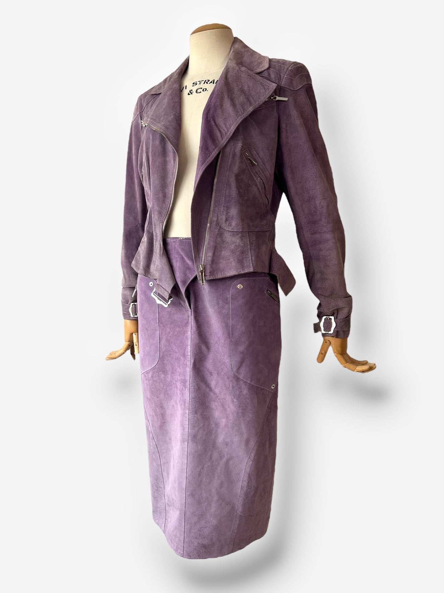 Christian Dior F/W 2003 Lilac Suede Biker Ensemble