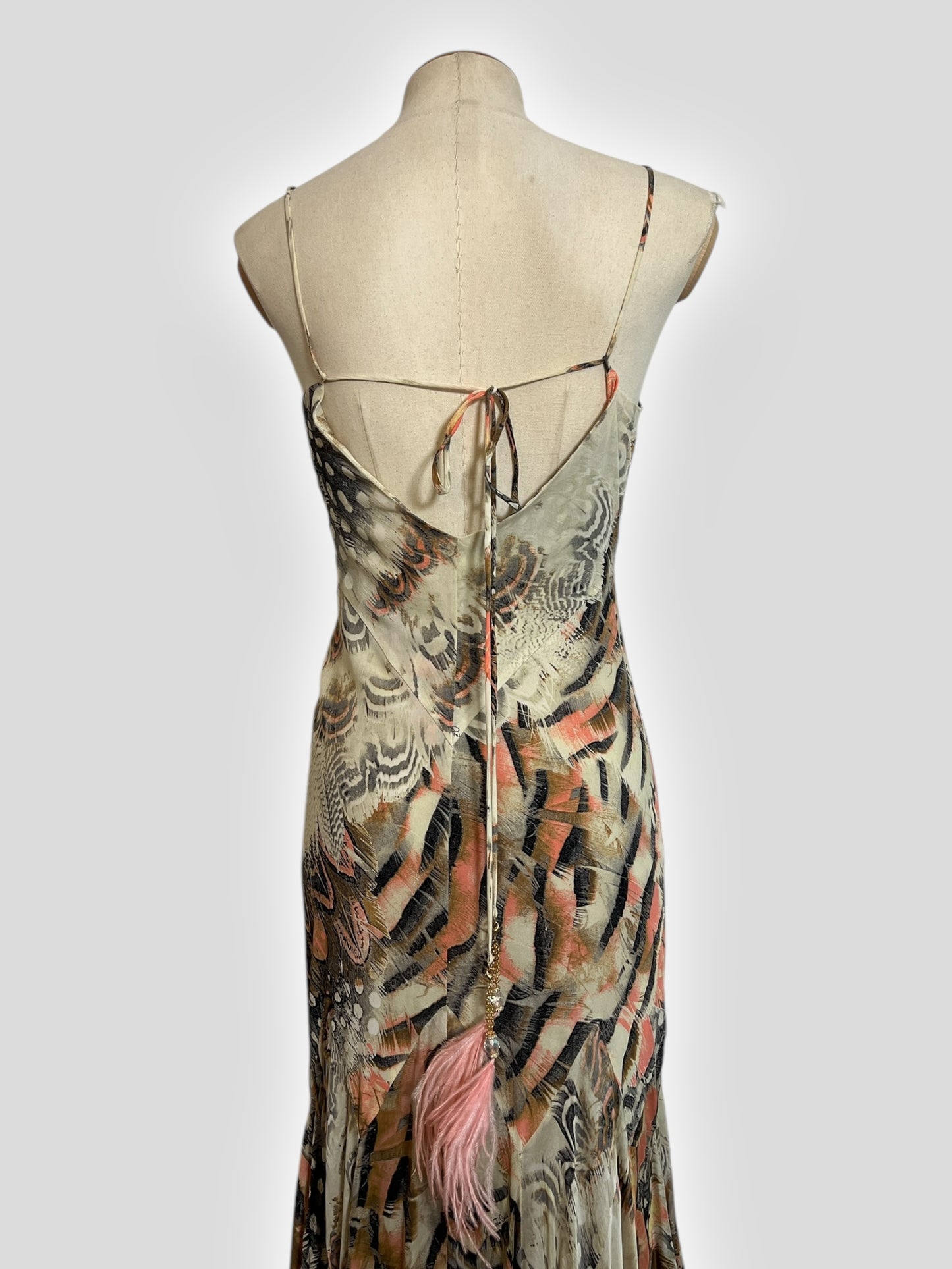 Vintage Roberto Cavalli Feather-Print Dress, Spring 2004 Runway Collection