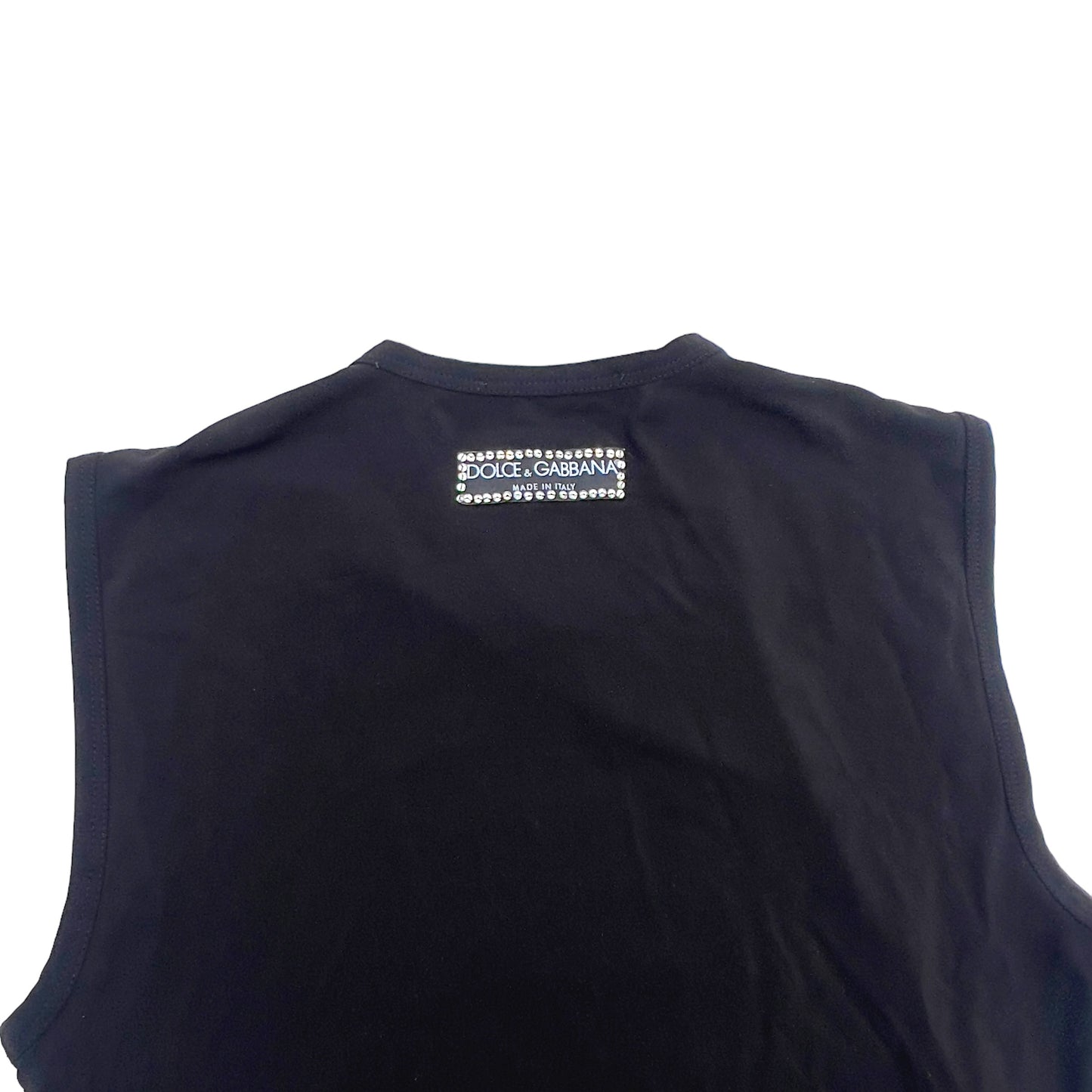 Dolce & Gabbana black mesh and rhinestone Madonna 'LIKE A VIRGIN' vest, ss 2001