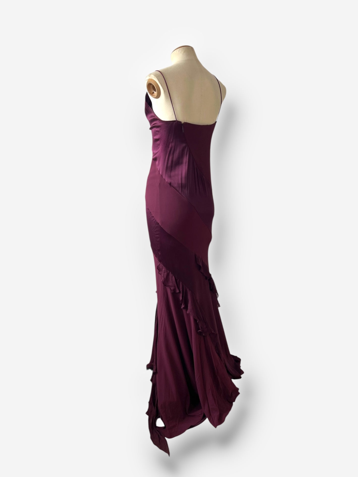 Roberto Cavalli F/W 2004 Burgundy Red Silk Maxi Evening Gown