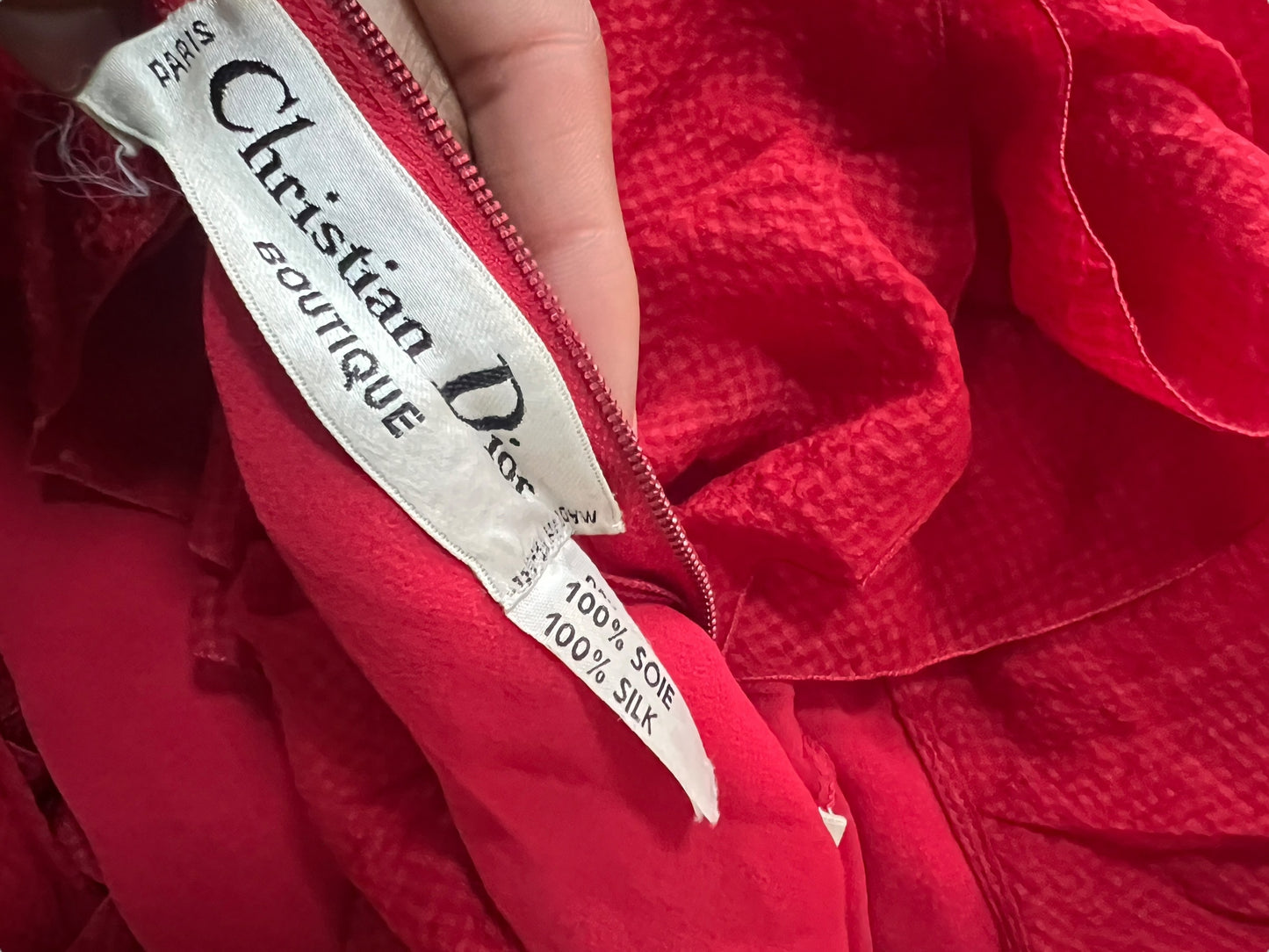 Christian Dior 90s ruffle Asymmetric Gown
