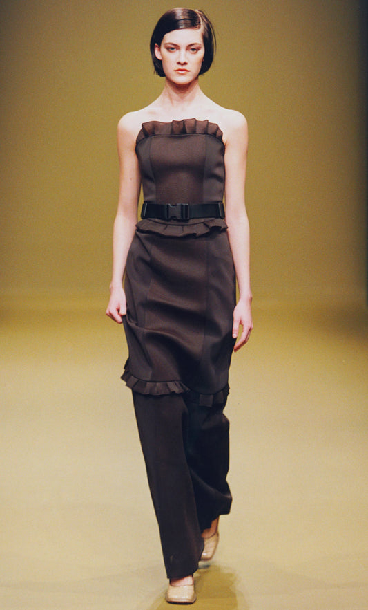 Miu Miu, Black Strapless Ruffle Maxi Dress, Fall/Winter 1999 – Look 42