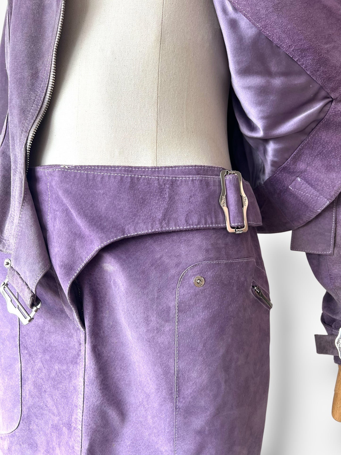 Christian Dior F/W 2003 Lilac Suede Biker Ensemble