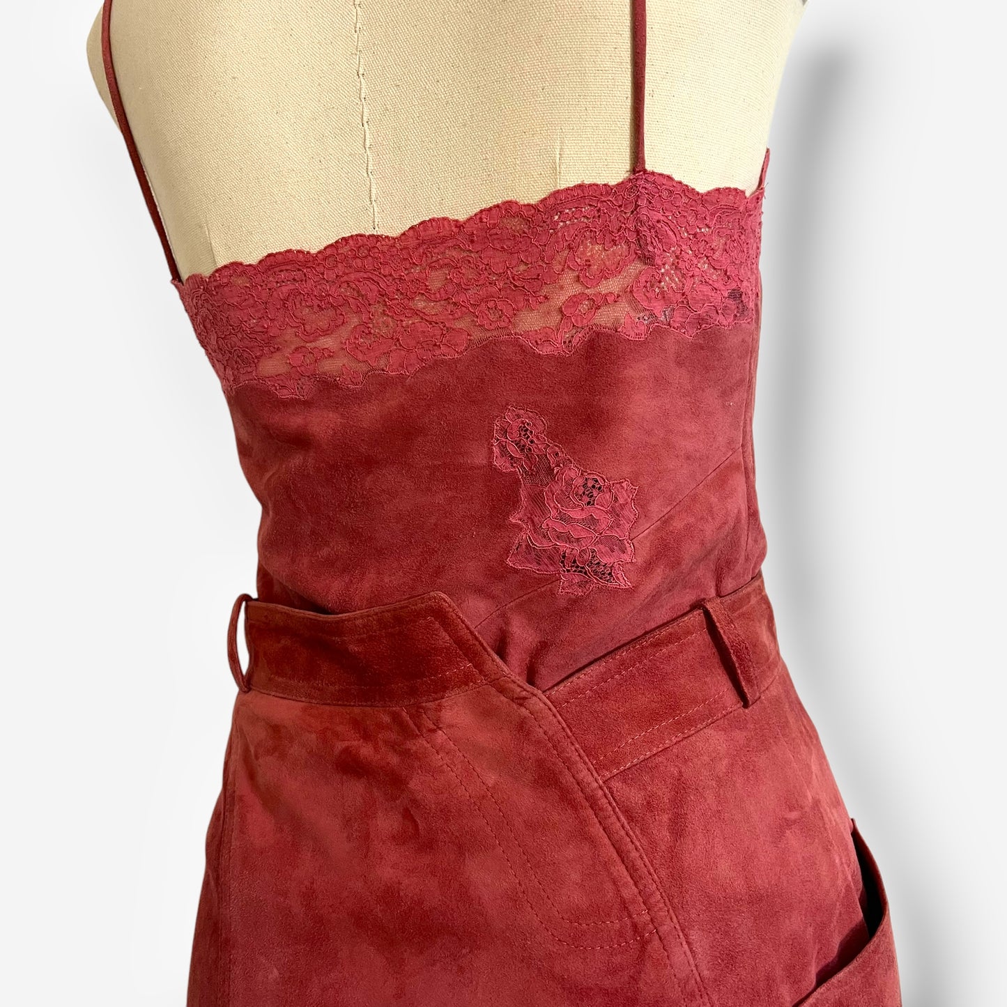Christian Dior Pink Suede & Lace Two-Piece Set, Fall/Winter 2000