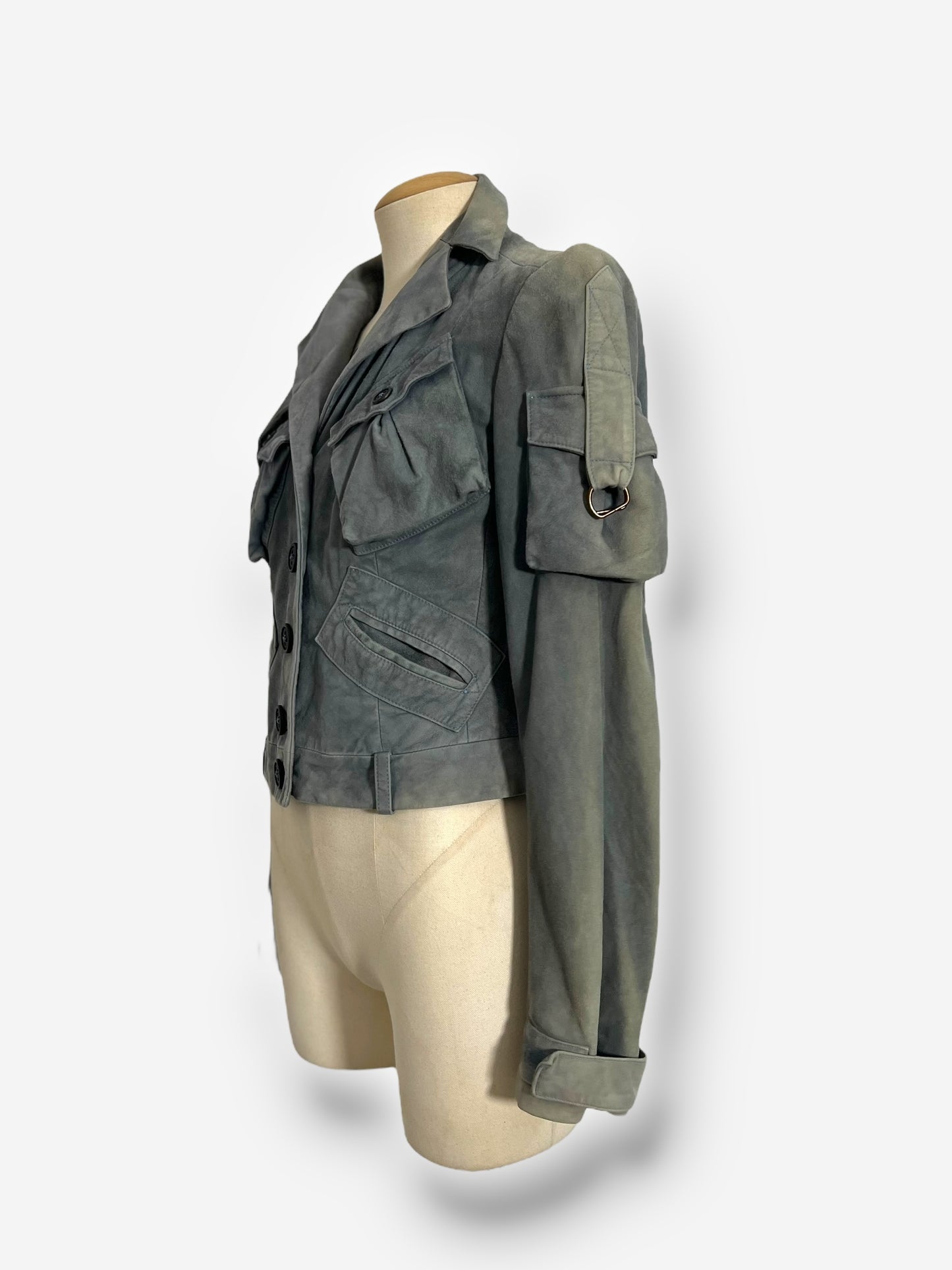 John Galliano, 2003, Suede Leather cargo Jacket and Pants