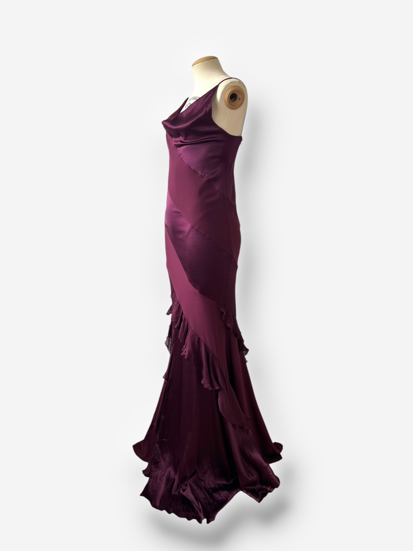 Roberto Cavalli F/W 2004 Burgundy Red Silk Maxi Evening Gown