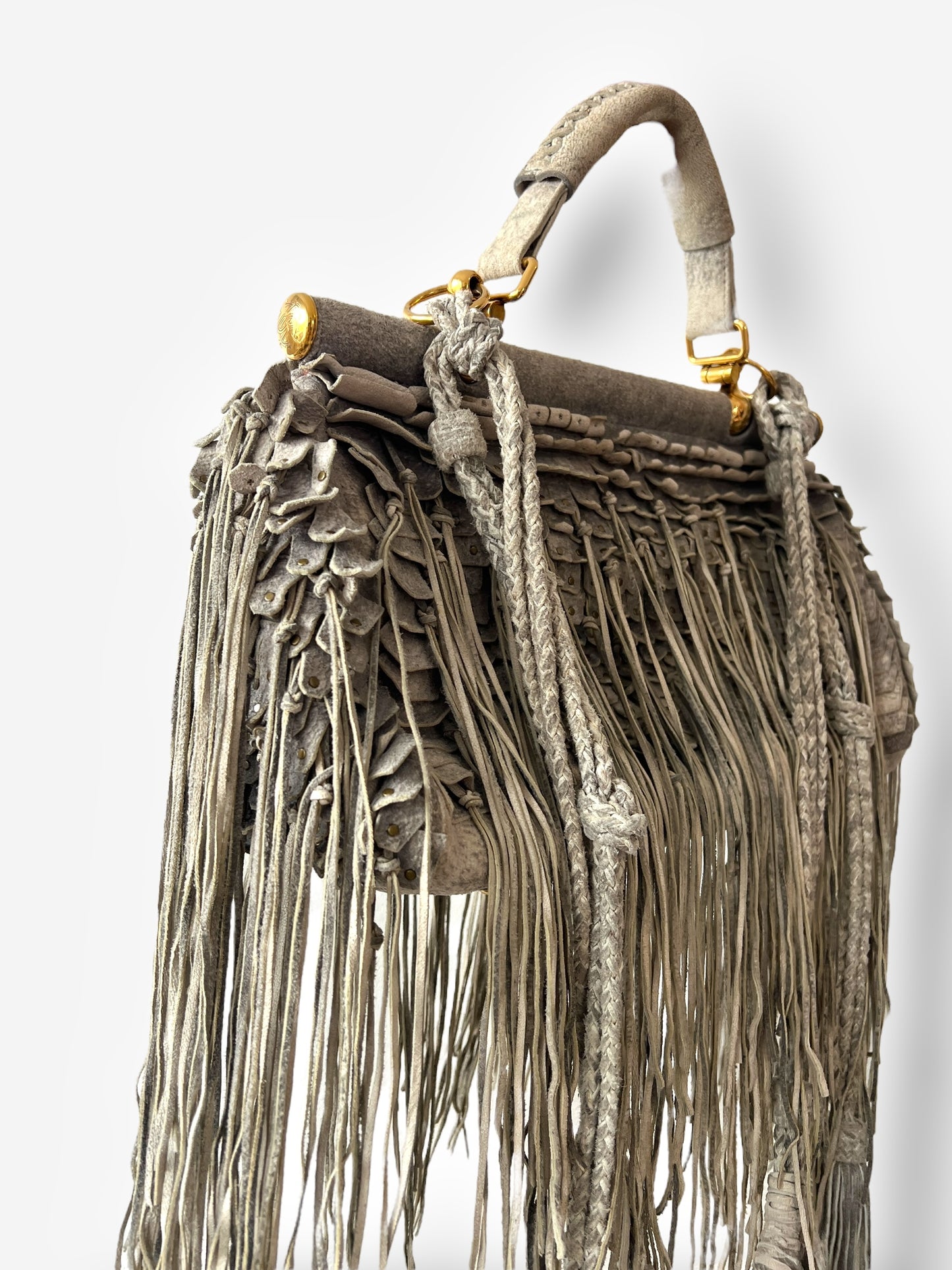 Roberto Cavalli 2011 Fringed Doctor Bag Distressed Suede