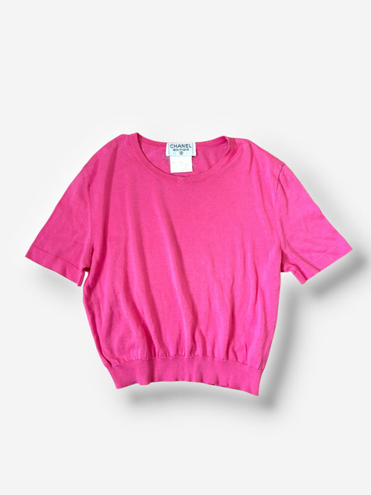 Chanel Neon Pink Short Sleeve Top
