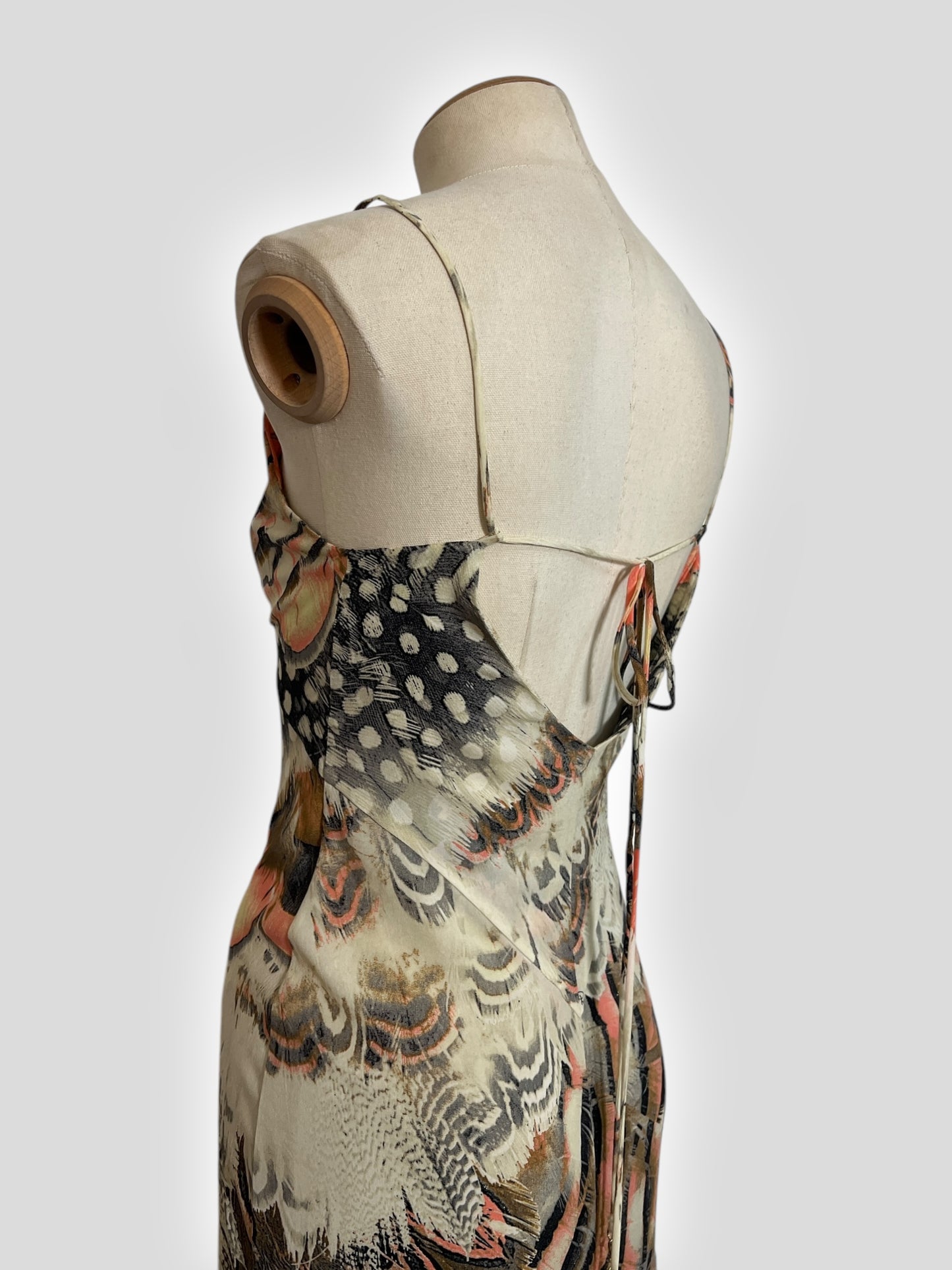 Vintage Roberto Cavalli Feather-Print Dress, Spring 2004 Runway Collection