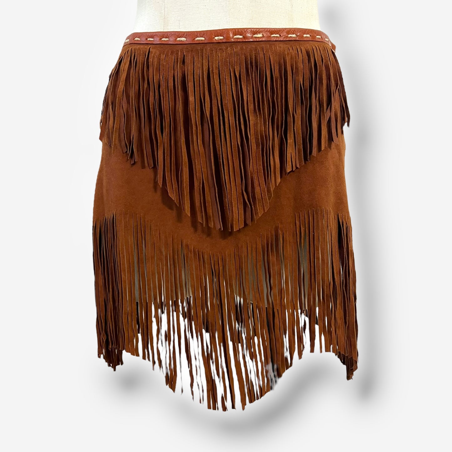 Dolce & Gabbana, Brown Suede Fringe Skirt, 2000s