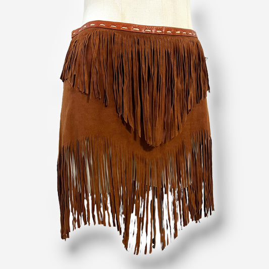 Dolce & Gabbana, Brown Suede Fringe Skirt, 2000s