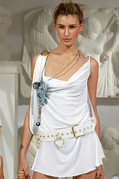 Dolce & Gabbana Spring/Summer 2003 Runway Look 2 – White Mini Dress with Denim Insert