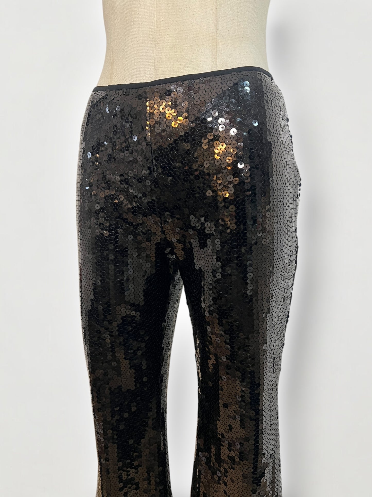 Vintage Dolce & Gabbana c. Spring/Summer 1999 Black Sequin Flared Pants