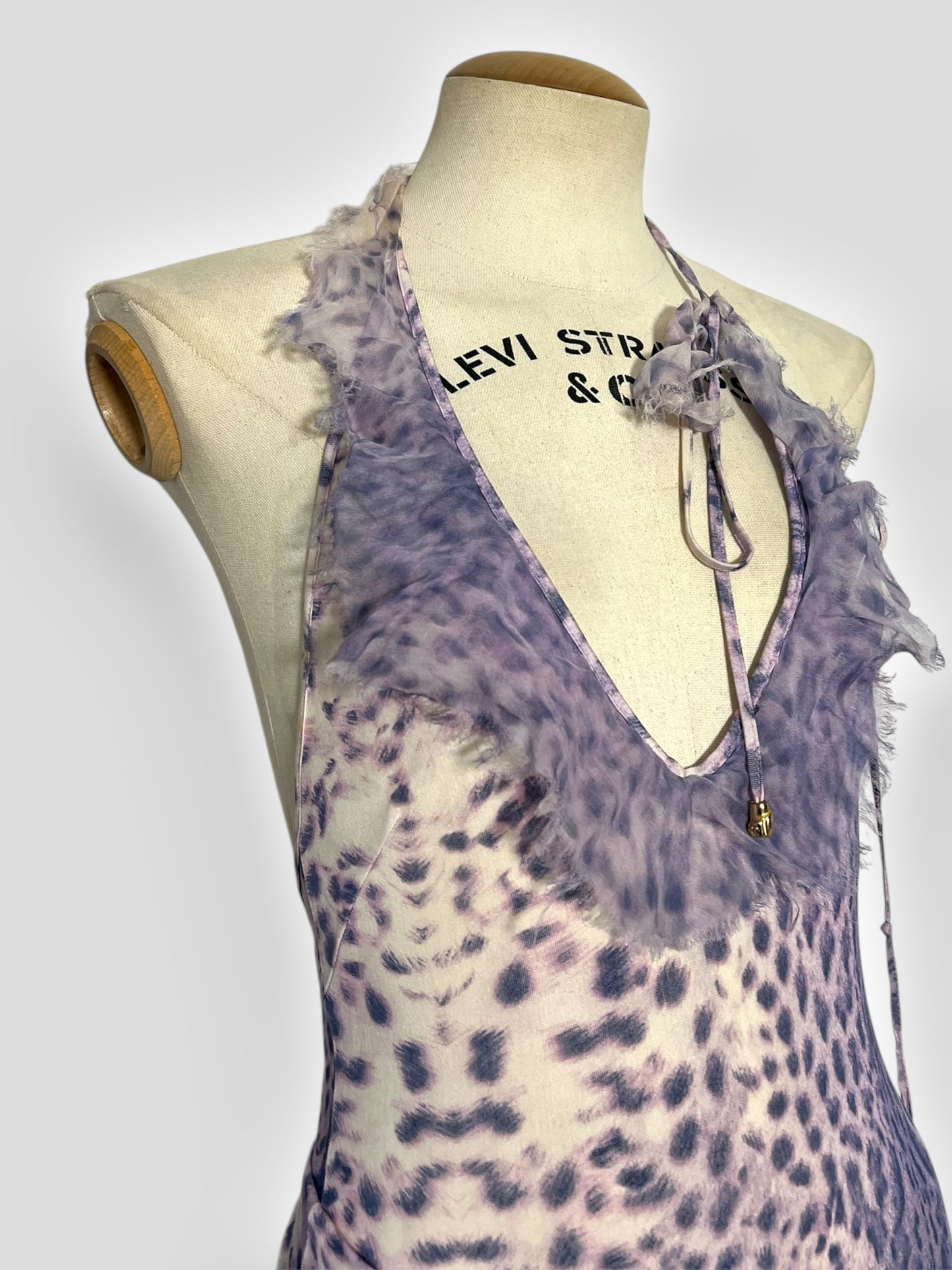 Roberto Cavalli Lavender Animal Print Halter Dress, Spring/Summer 2000