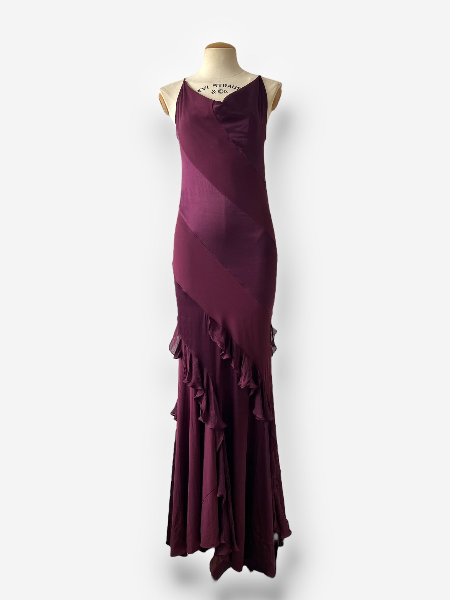 Roberto Cavalli F/W 2004 Burgundy Red Silk Maxi Evening Gown